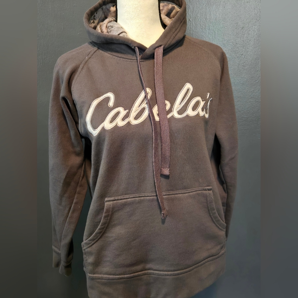 Cabela's Women's Gray Hoodie W Camo Inside Hood. Sz M. GUC.